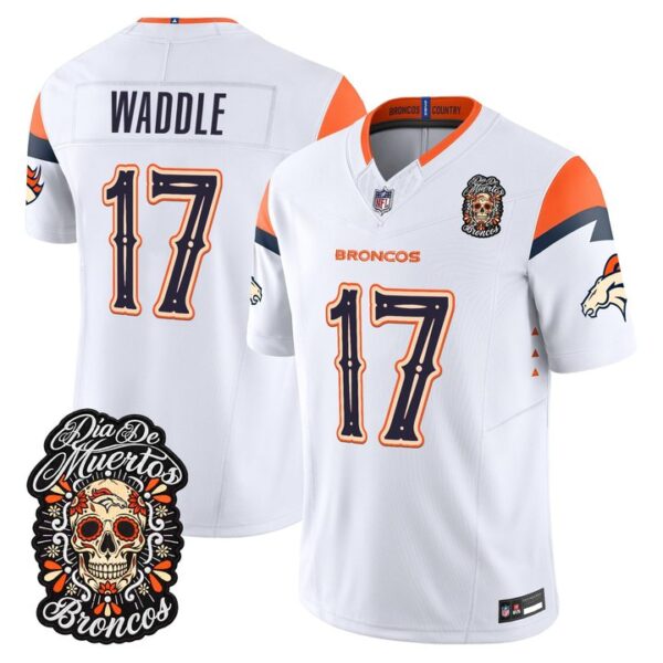 Denver Broncos Jaylen Waddle Dia de los Muertos Vapor Limited Jersey - All Stitched - White