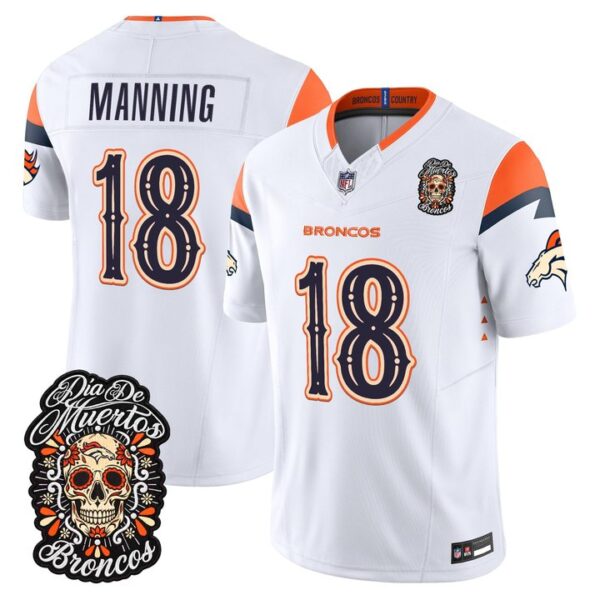 Denver Broncos Peyton Manning Dia de los Muertos Vapor Limited Jersey - All Stitched - White
