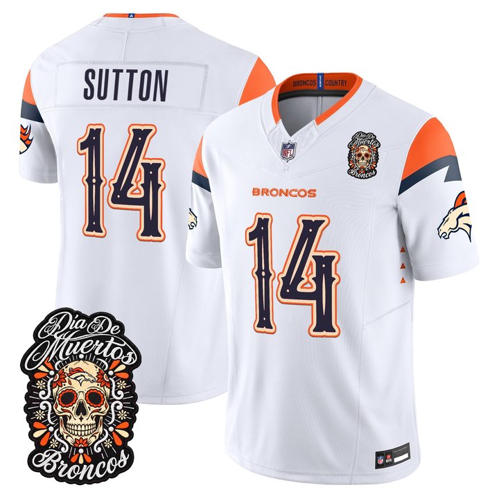 Denver Broncos Courtland Sutton Dia de los Muertos Vapor Limited Jersey - All Stitched - White