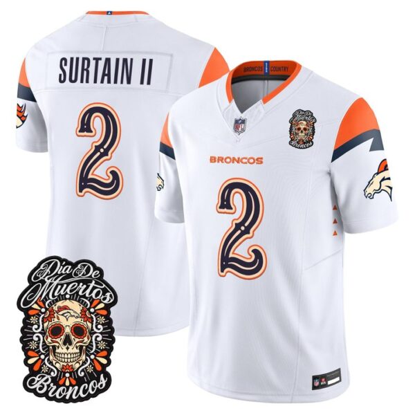 Denver Broncos Patrick Surtain II Dia de los Muertos Vapor Limited Jersey - All Stitched - White
