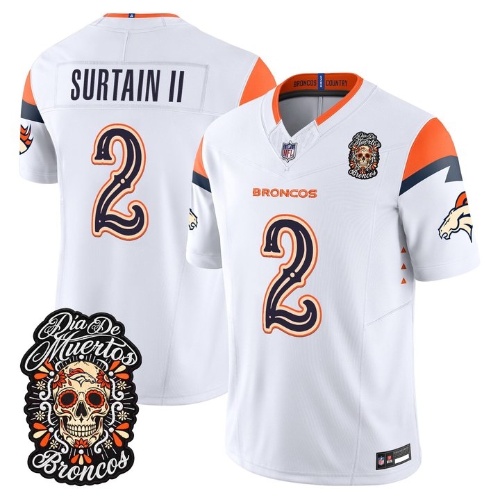Denver Broncos Patrick Surtain II Dia de los Muertos Vapor Limited Jersey - All Stitched - White