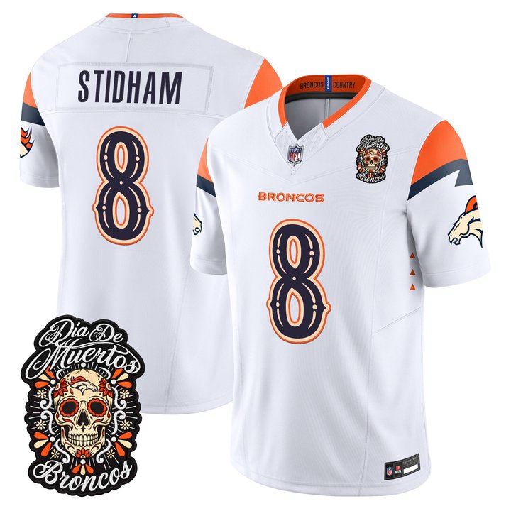 Denver Broncos Jarrett Stidham Dia de los Muertos Vapor Limited Jersey - All Stitched - White