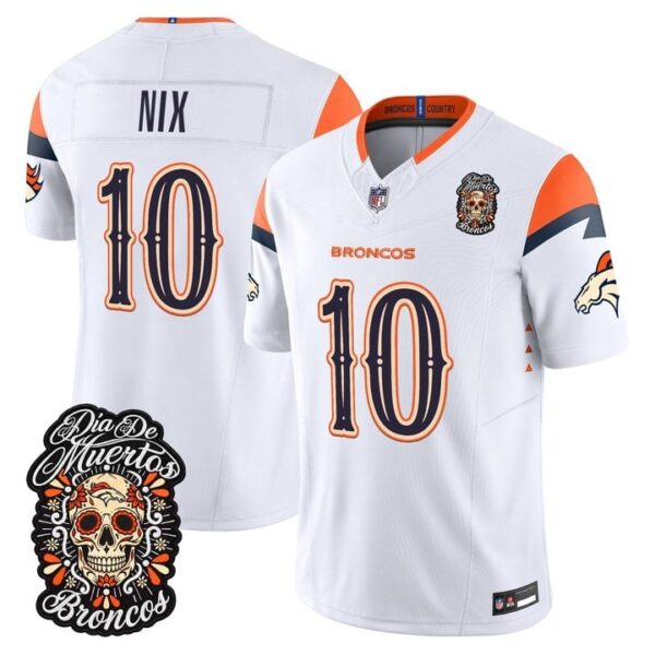 Denver Broncos Bo Nix Dia de los Muertos Vapor Limited Jersey - All Stitched - White