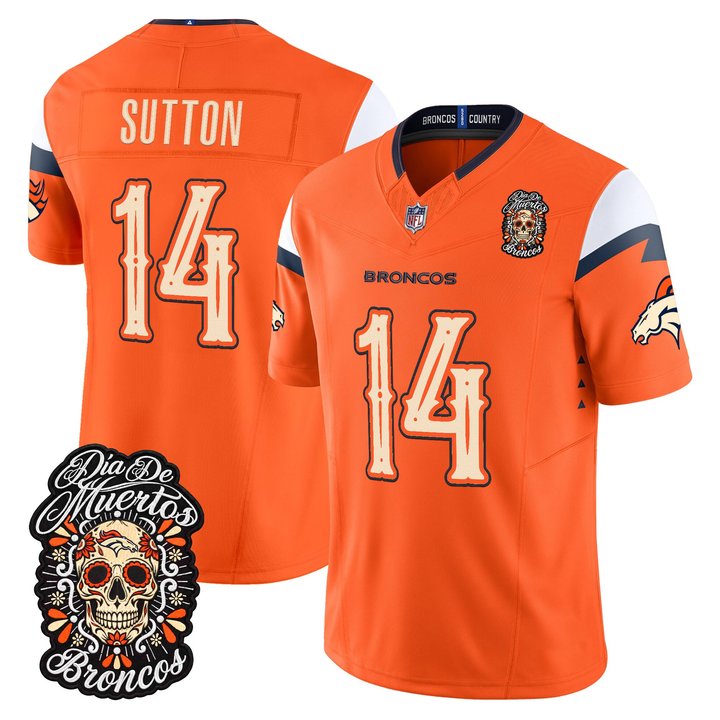 Denver Broncos Courtland Sutton Dia de los Muertos Vapor Limited Jersey - All Stitched - Orange
