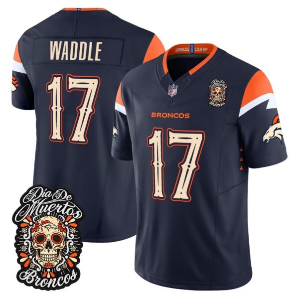 Denver Broncos Jaylen Waddle Dia de los Muertos Vapor Limited Jersey - All Stitched - Navy
