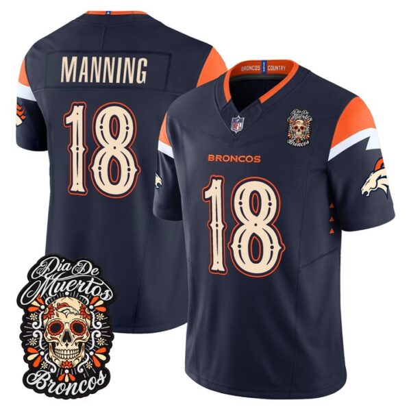 Denver Broncos Peyton Manning Dia de los Muertos Vapor Limited Jersey - All Stitched - Navy
