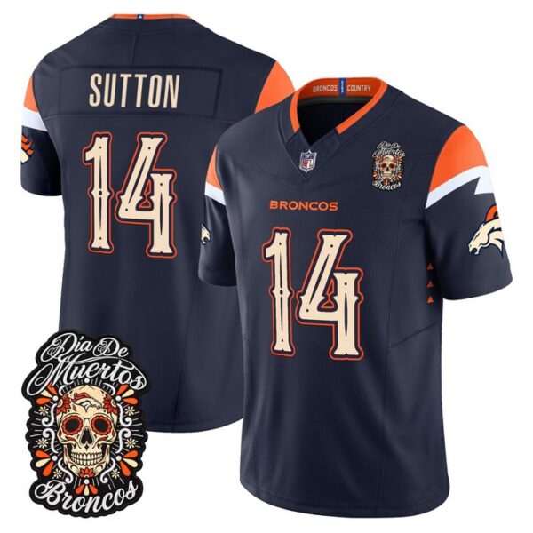 Denver Broncos Courtland Sutton Dia de los Muertos Vapor Limited Jersey - All Stitched - Navy