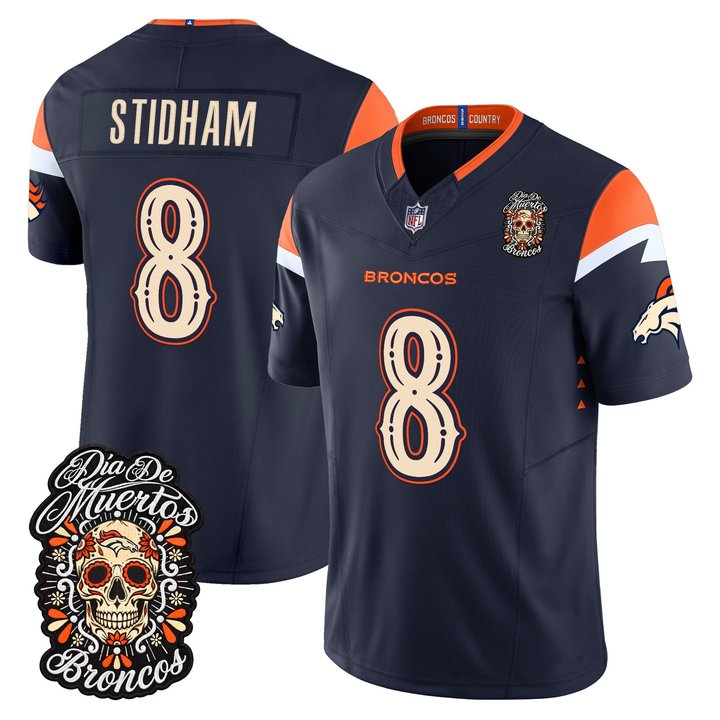 Denver Broncos Jarrett Stidham Dia de los Muertos Vapor Limited Jersey - All Stitched - Navy