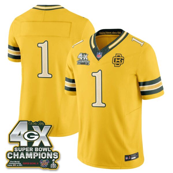 Green Bay Packers Team 2026 Rivalries 4X Champs Vapor Jersey - All Stitched - Yellow