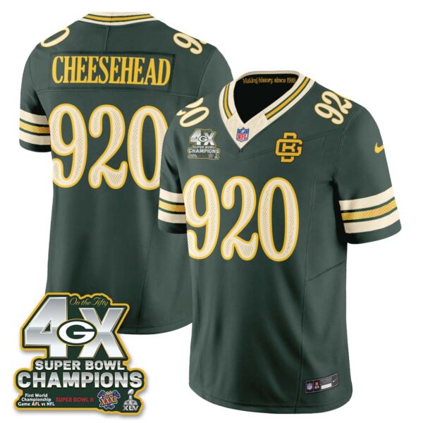 Green Bay Packers Cheesehead 2026 Rivalries 4X Champs Vapor Jersey - All Stitched - Rivalries