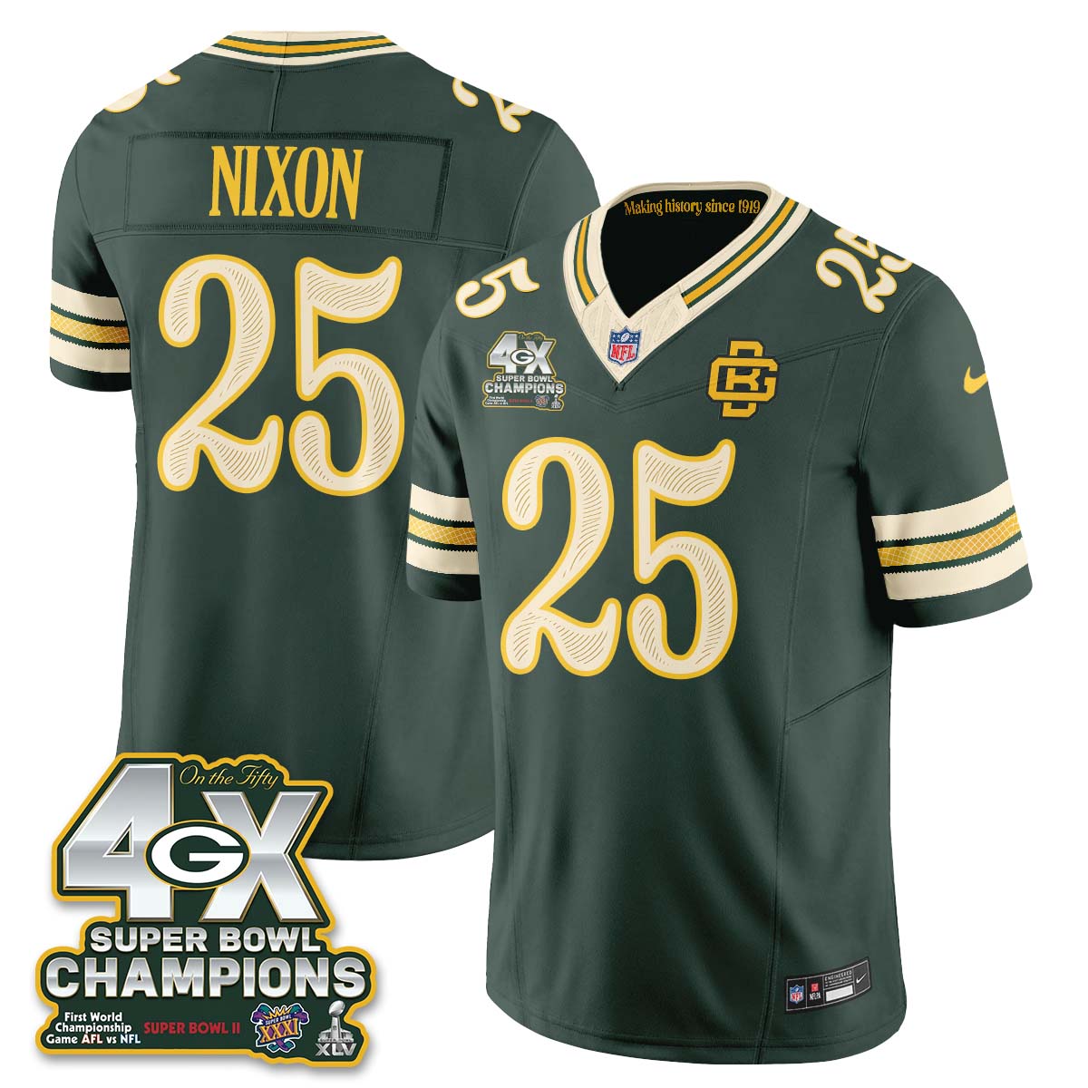 Green Bay Packers Keisean Nixon 2026 Rivalries 4X Champs Vapor Jersey - All Stitched - Rivalries