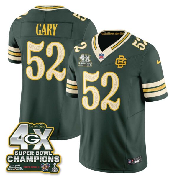 Green Bay Packers Rashan Gary 2026 Rivalries 4X Champs Vapor Jersey - All Stitched - Rivalries