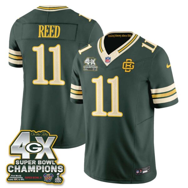 Green Bay Packers Jayden Reed 2026 Rivalries 4X Champs Vapor Jersey - All Stitched - Rivalries