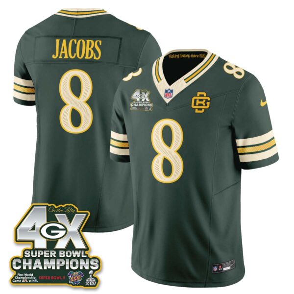 Green Bay Packers Josh Jacobs 2026 Rivalries 4X Champs Vapor Jersey - All Stitched - Rivalries