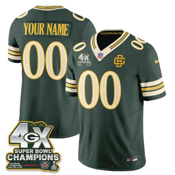 Green Bay Packers 2026 Rivalries 4X Champs Vapor Custom Jersey - All Stitched - Rivalries