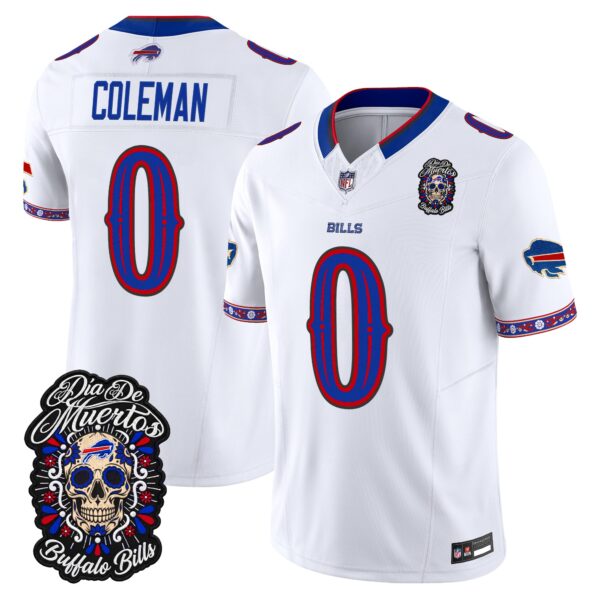 Buffalo Bills Keon Coleman Dia de los Muertos Vapor Limited Jersey - All Stitched - White