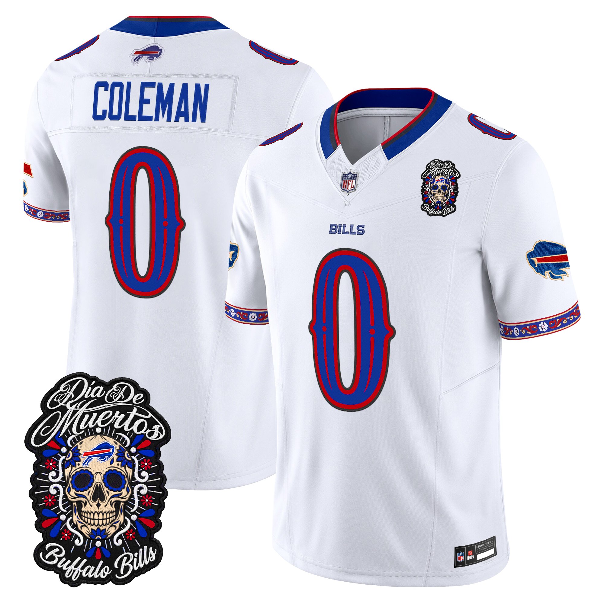 Buffalo Bills Keon Coleman Dia de los Muertos Vapor Limited Jersey - All Stitched - White