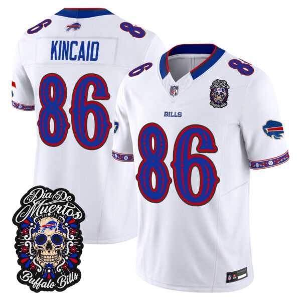 Buffalo Bills Dalton Kincaid Dia de los Muertos Vapor Limited Jersey - All Stitched - White