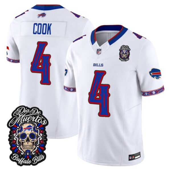 Buffalo Bills James Cook Dia de los Muertos Vapor Limited Jersey - All Stitched - White