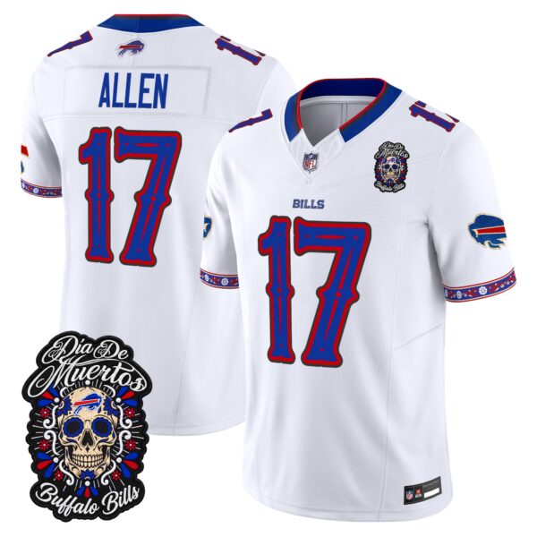 Buffalo Bills Josh Allen Dia de los Muertos Vapor Limited Jersey - All Stitched - White