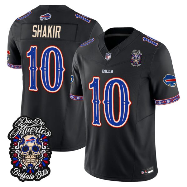 Buffalo Bills Khalil Shakir Dia de los Muertos Vapor Limited Jersey - All Stitched - Black