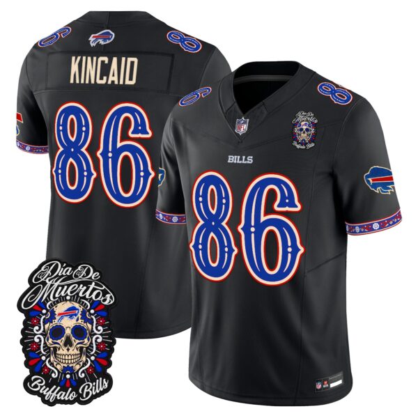 Buffalo Bills Dalton Kincaid Dia de los Muertos Vapor Limited Jersey - All Stitched - Black