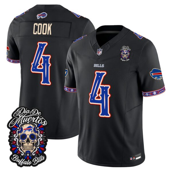 Buffalo Bills James Cook Dia de los Muertos Vapor Limited Jersey - All Stitched - Black