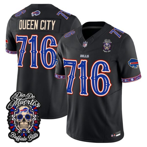Buffalo Bills Queen City 716 Dia de los Muertos Vapor Limited Jersey - All Stitched - Black