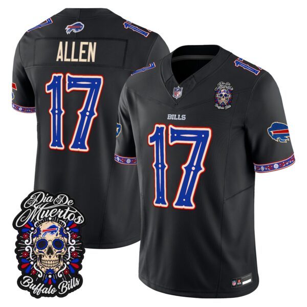 Buffalo Bills Josh Allen Dia de los Muertos Vapor Limited Jersey - All Stitched - Black