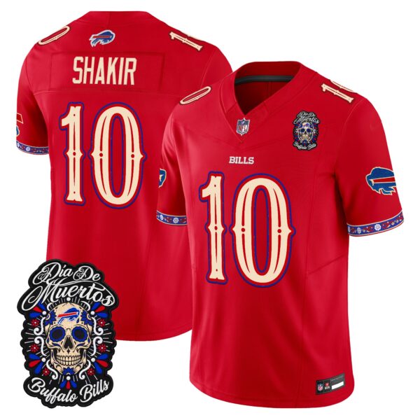 Buffalo Bills Khalil Shakir Dia de los Muertos Vapor Limited Jersey - All Stitched - Red