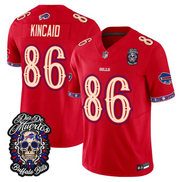 Buffalo Bills Dalton Kincaid Dia de los Muertos Vapor Limited Jersey - All Stitched - Red