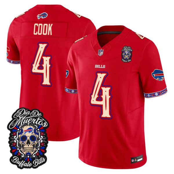 Buffalo Bills James Cook Dia de los Muertos Vapor Limited Jersey - All Stitched - Red