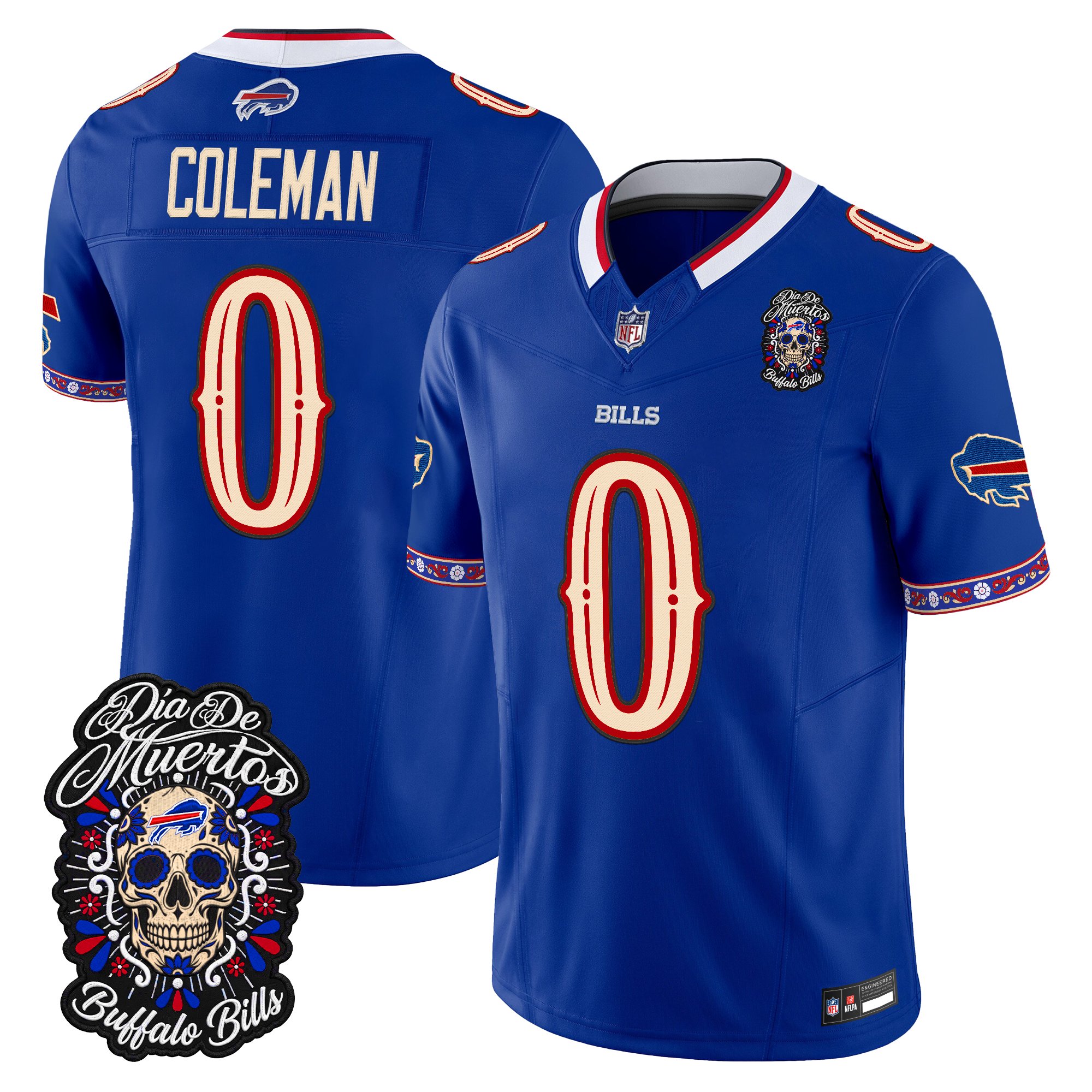 Buffalo Bills Keon Coleman Dia de los Muertos Vapor Limited Jersey - All Stitched - Royal