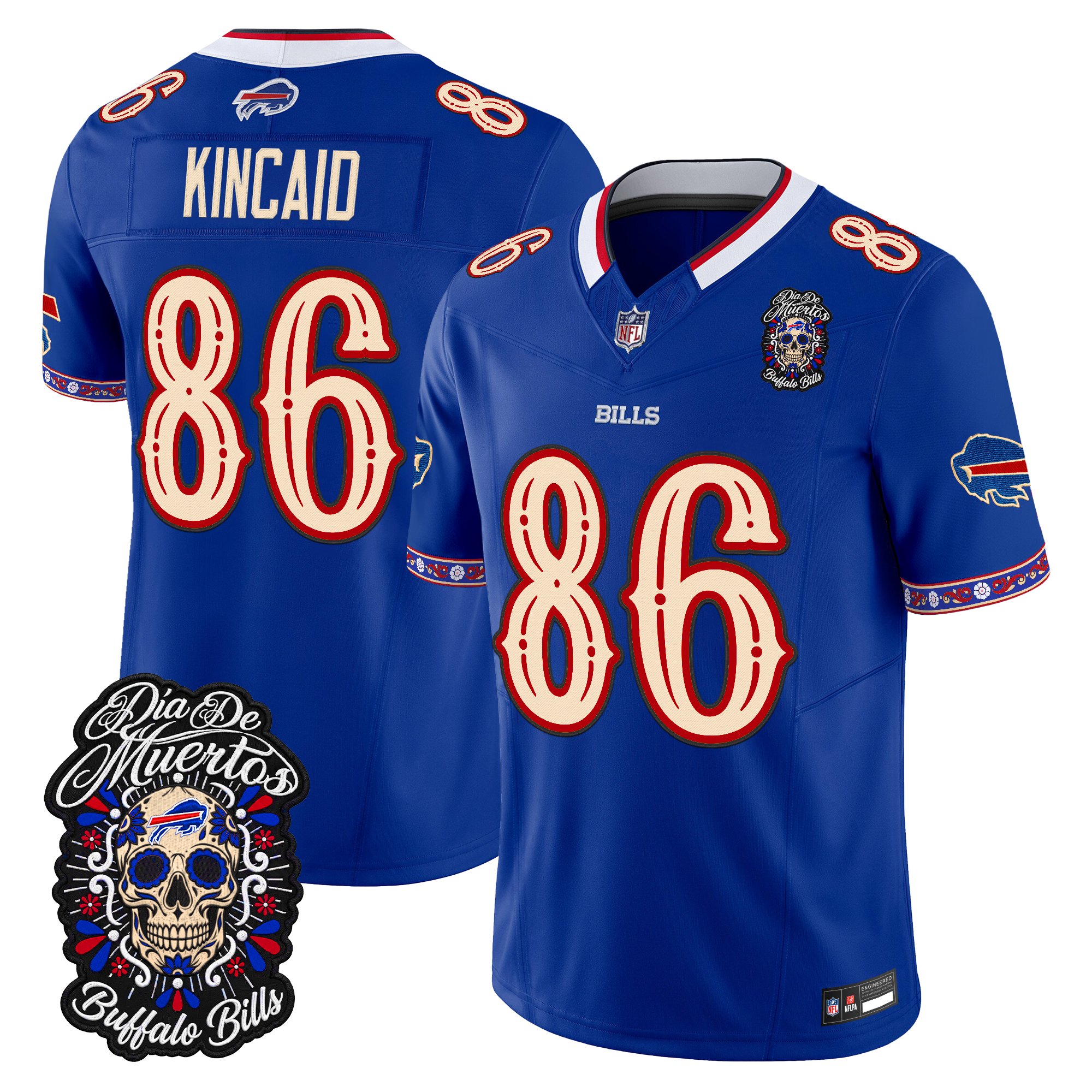 Buffalo Bills Dalton Kincaid Dia de los Muertos Vapor Limited Jersey - All Stitched - Royal