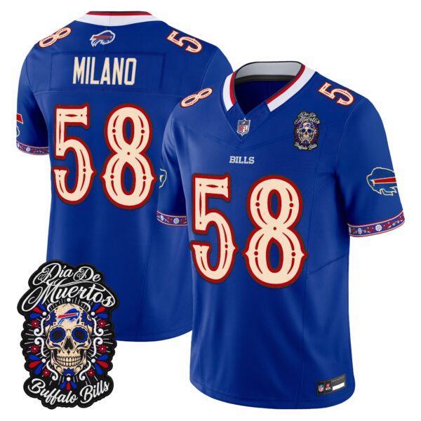 Buffalo Bills Matt Milano Dia de los Muertos Vapor Limited Jersey - All Stitched - Royal