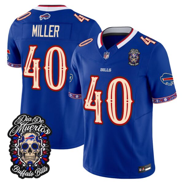 Buffalo Bills Von Miller Dia de los Muertos Vapor Limited Jersey - All Stitched - Royal