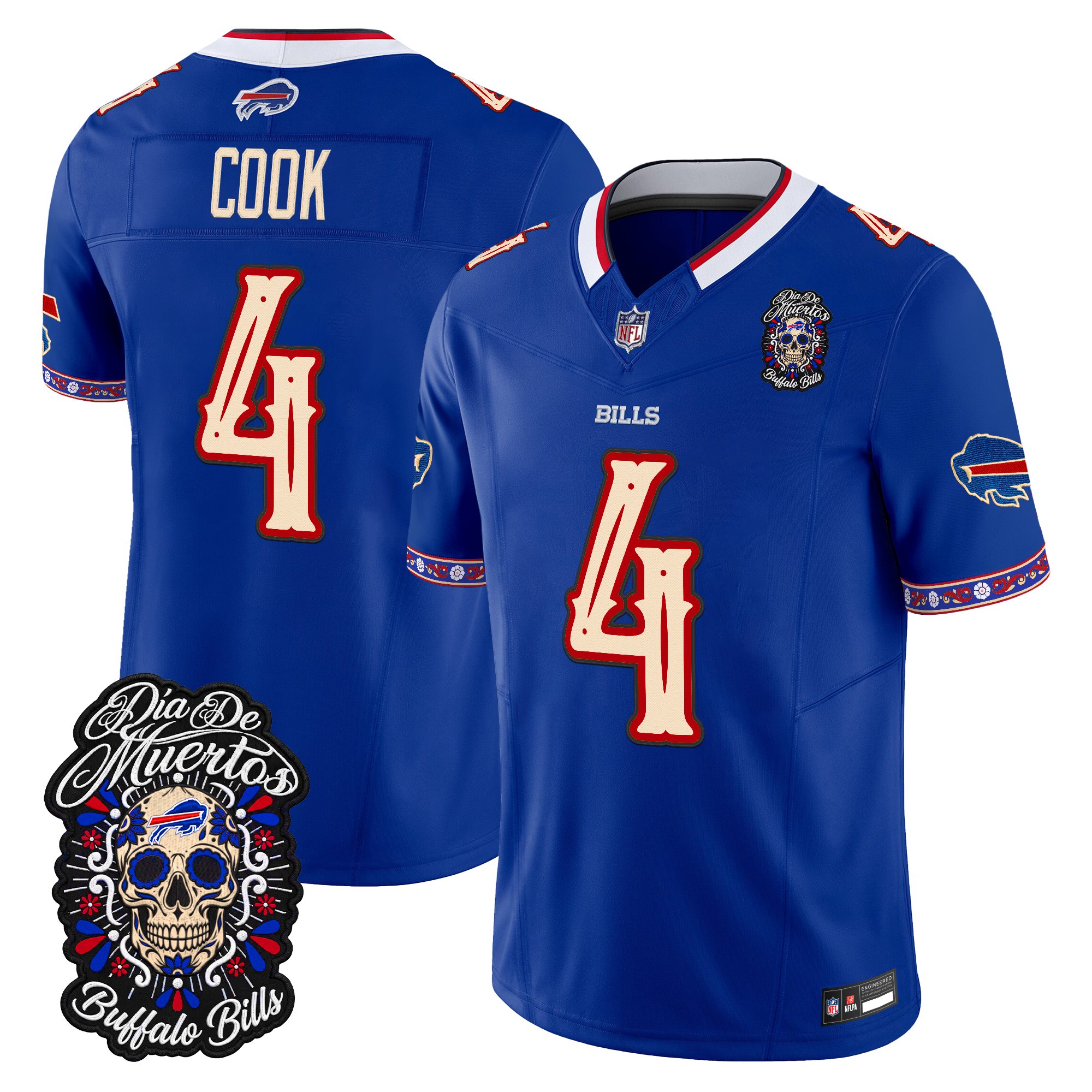 Buffalo Bills James Cook Dia de los Muertos Vapor Limited Jersey - All Stitched - Royal