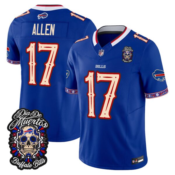 Buffalo Bills Josh Allen Dia de los Muertos Vapor Limited Jersey - All Stitched - Royal
