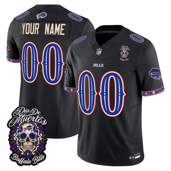 Buffalo Bills Dia de los Muertos Vapor Limited Custom Jersey - All Stitched - Black