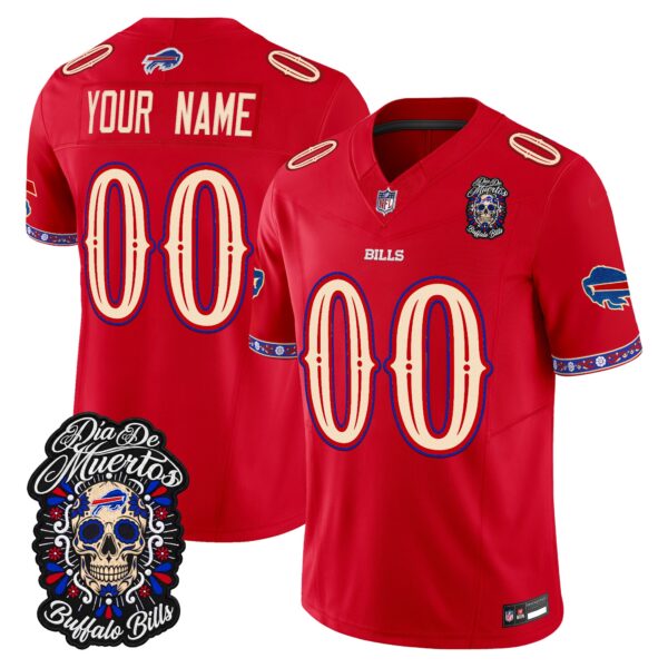 Buffalo Bills Dia de los Muertos Vapor Limited Custom Jersey - All Stitched - Red