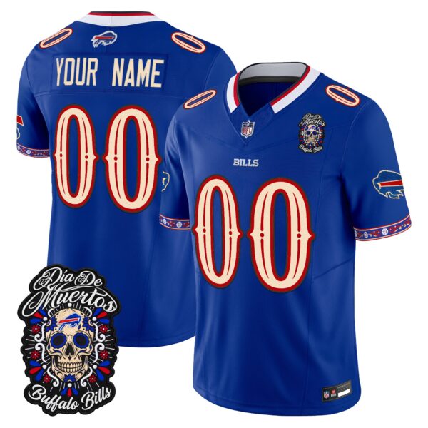 Buffalo Bills Dia de los Muertos Vapor Limited Custom Jersey - All Stitched - Royal