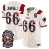 New England Patriots Will Campbell Dia de los Muertos Vapor Limited Jersey - All Stitched - Bone