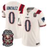 New England Patriots Christian Gonzalez Dia de los Muertos Vapor Limited Jersey - All Stitched - Bone