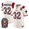 New England Patriots TreVeyon Henderson Dia de los Muertos Vapor Limited Jersey - All Stitched - Bone