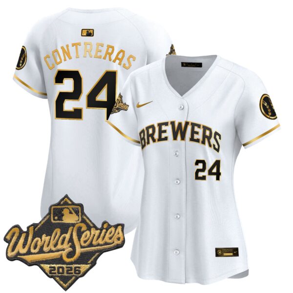 Women's Milwaukee Brewers William Contreras 2026 World Series Vapor Premier Limited Jersey - All Stitched - White Gold