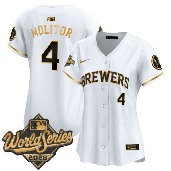 Women's Milwaukee Brewers Paul Molitor 2026 World Series Vapor Premier Limited Jersey - All Stitched - White Gold