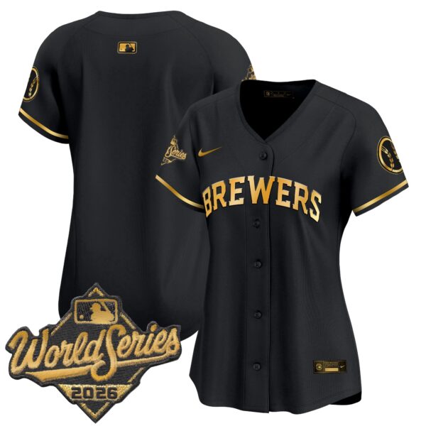 Women's Milwaukee Brewers Team 2026 World Series Vapor Premier Limited Jersey - All Stitched - Black Gold