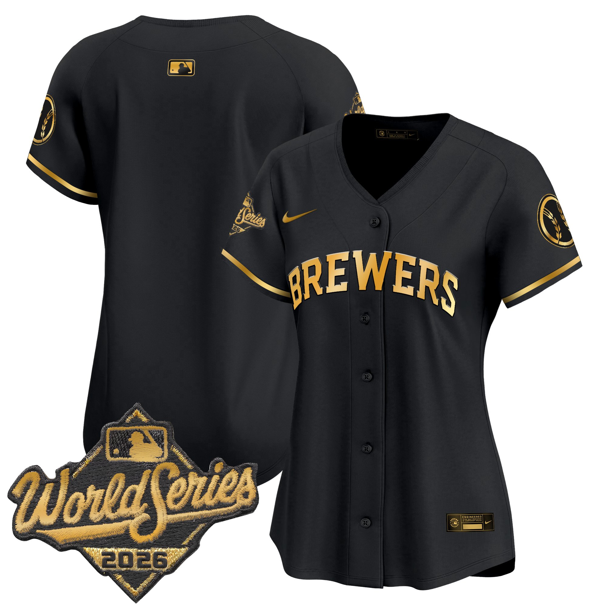 Women's Milwaukee Brewers Team 2026 World Series Vapor Premier Limited Jersey - All Stitched - Black Gold
