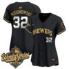 Women's Milwaukee Brewers Jacob Misiorowski 2026 World Series Vapor Premier Limited Jersey - All Stitched - Black Gold