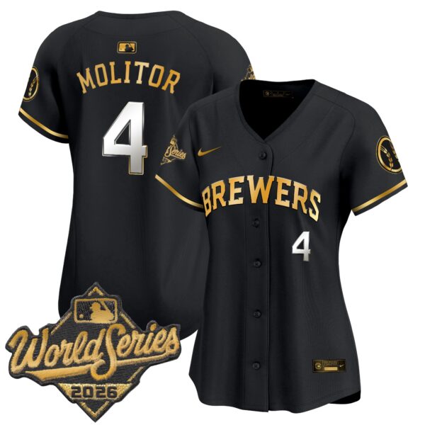 Women's Milwaukee Brewers Paul Molitor 2026 World Series Vapor Premier Limited Jersey - All Stitched - Black Gold